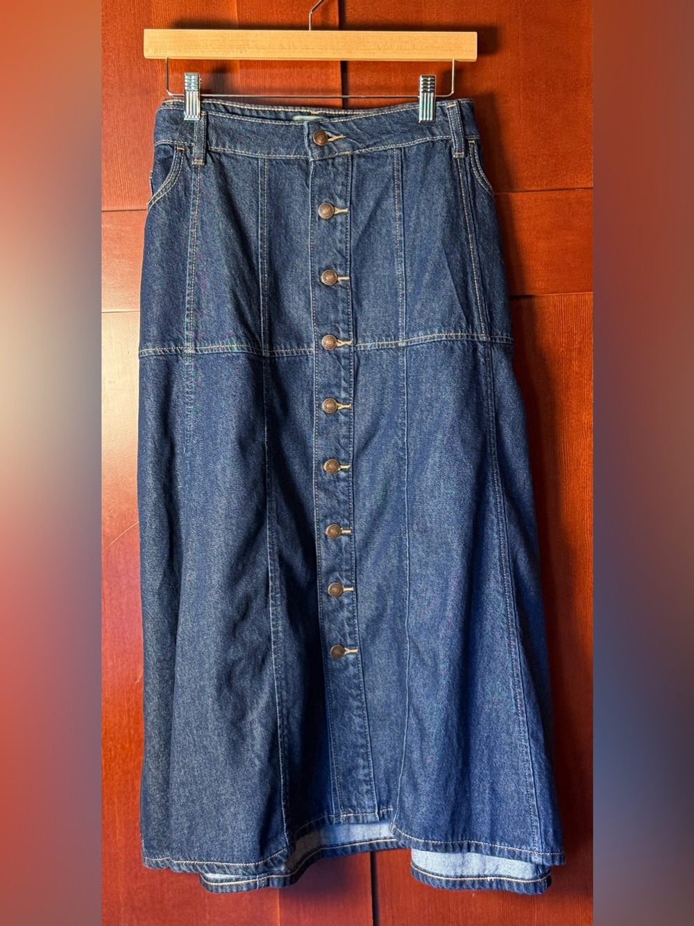 Terra & Sky Women’s Plus Drapey Button Front Denim A-Line Skirt NWT 18W